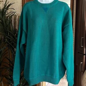 Croft & Barrow Vintage 90s Green Knit Pullover | L | Retro Preppy Dad Sweater